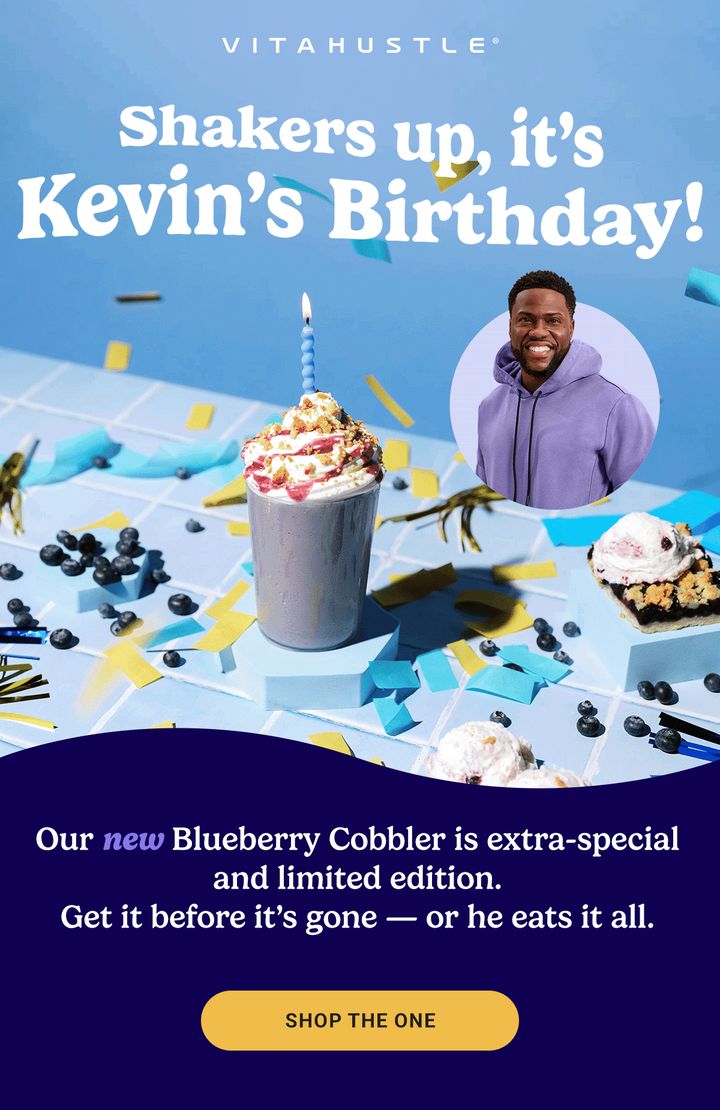 Kevin's birthday Blueberry Cobbler email